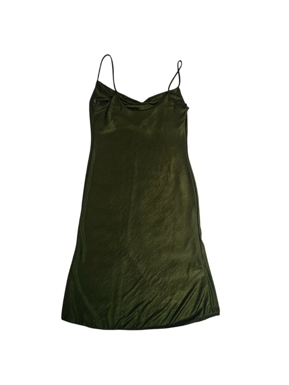 Sincerely Jules Olive Green Draped Neck Spaghetti Strap Slip Dress Size Large - Picture 4 of 11